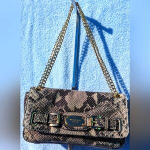 Michael Kors Snakeskin Python Embossed Shoulder Bag, Grey/Gray